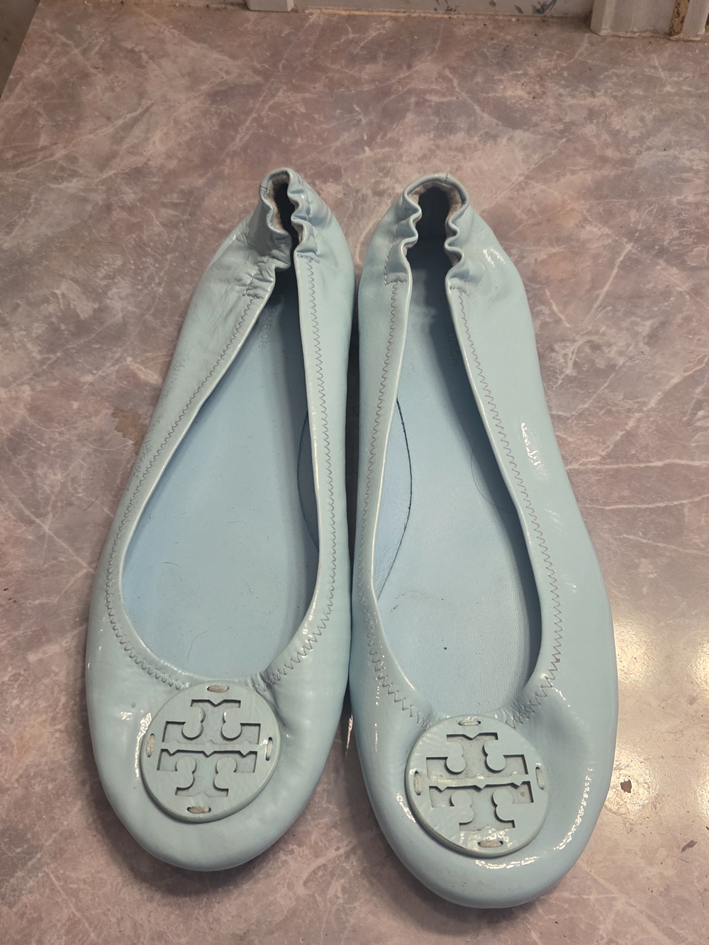 Tory Burch Light Blue Patent Leather Ballet Flats